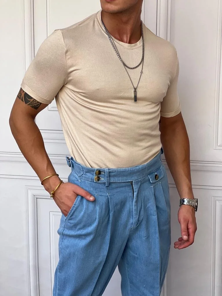 Slim Fit Pamuk Triko Kumaş Tshırt